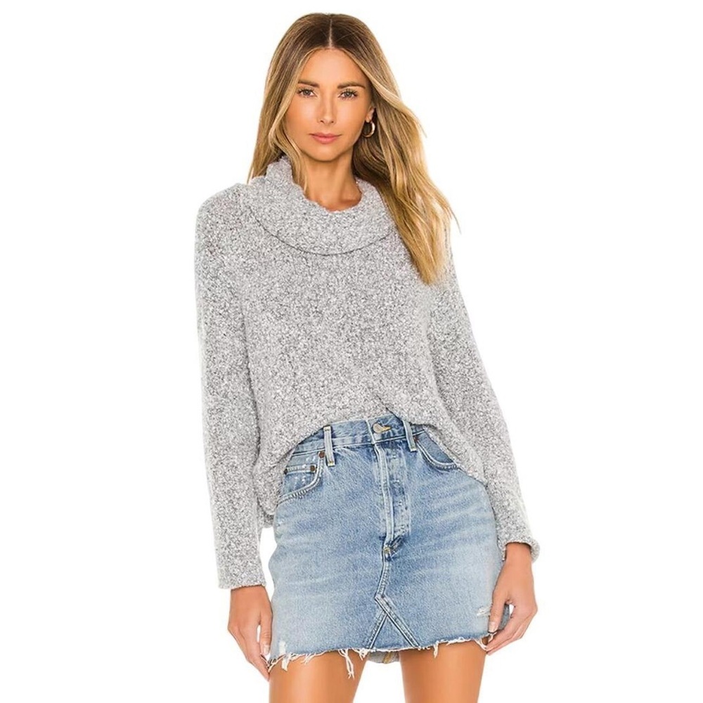 Free People • Revolve BFF Heather Gray Cowl Neck Slouchy Sweater Pullover